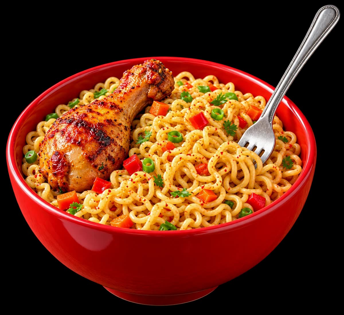 A bowl of Supreme Noodles with chicken